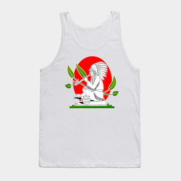 Native American with Peace Pipe Tank Top by Marccelus